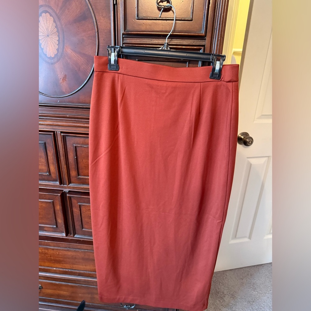 Kenneth Cole Burnt Orange Long Pencil Skirt size 8